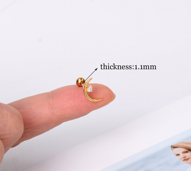 pcs Stainless Steel Crystal Zircon Star Moon  Ear Studs Earrings For Women/Men Cross Bowknot Tragus Cartilage Piercing Jewelry