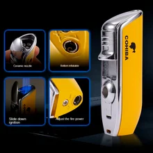 

COHIBA Cigar Lighter 3 Jet Flame Gas Torch Butane Lighter Cutter Sharp Cigar Accessories Cigar Kit