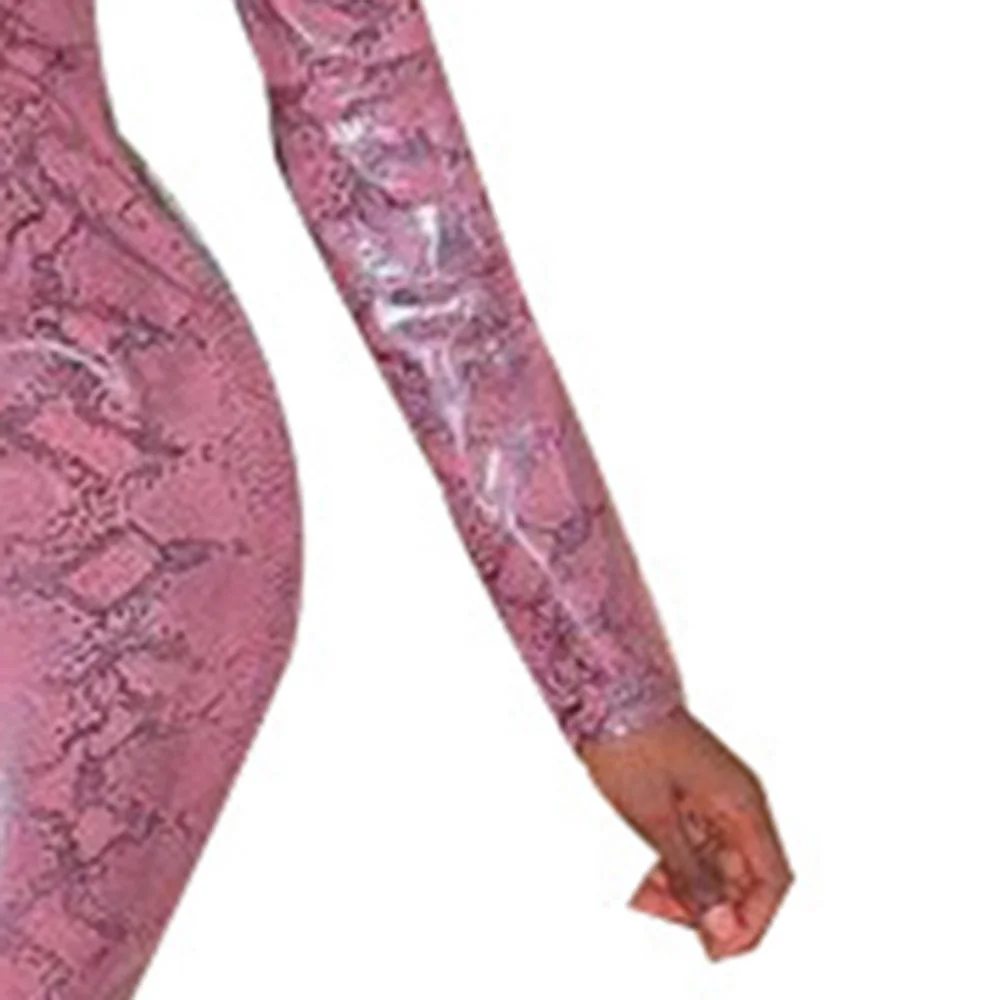 Бандажное обтягивающее сексуальное змеиное осеннее платье из искусственной кожи облегающее платье с высоким воротом и длинным рукавом для ночного клуба в стиле панк Африканское миди платье-карандаш