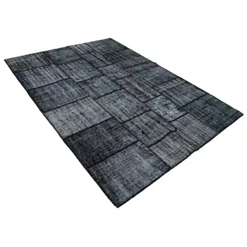 

176x245 Cm Black Handmade Patchwork Rug-6x8 Ft