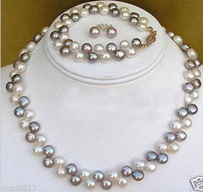 919 +++Beautiful jewelry Black White pearl necklace bracelet earrings set | Украшения и аксессуары