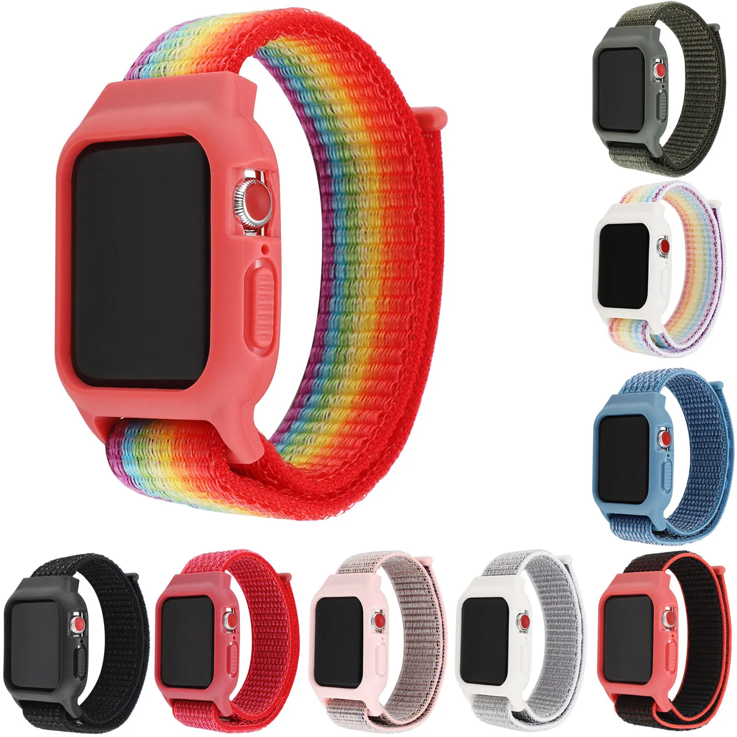 

Sport Nylon Loop Band For Apple Watch Series 2 3 4 5 Case Strap Breathable Wristband For 44mm 40mm 42mm 38mm iWatch Bands Cover
