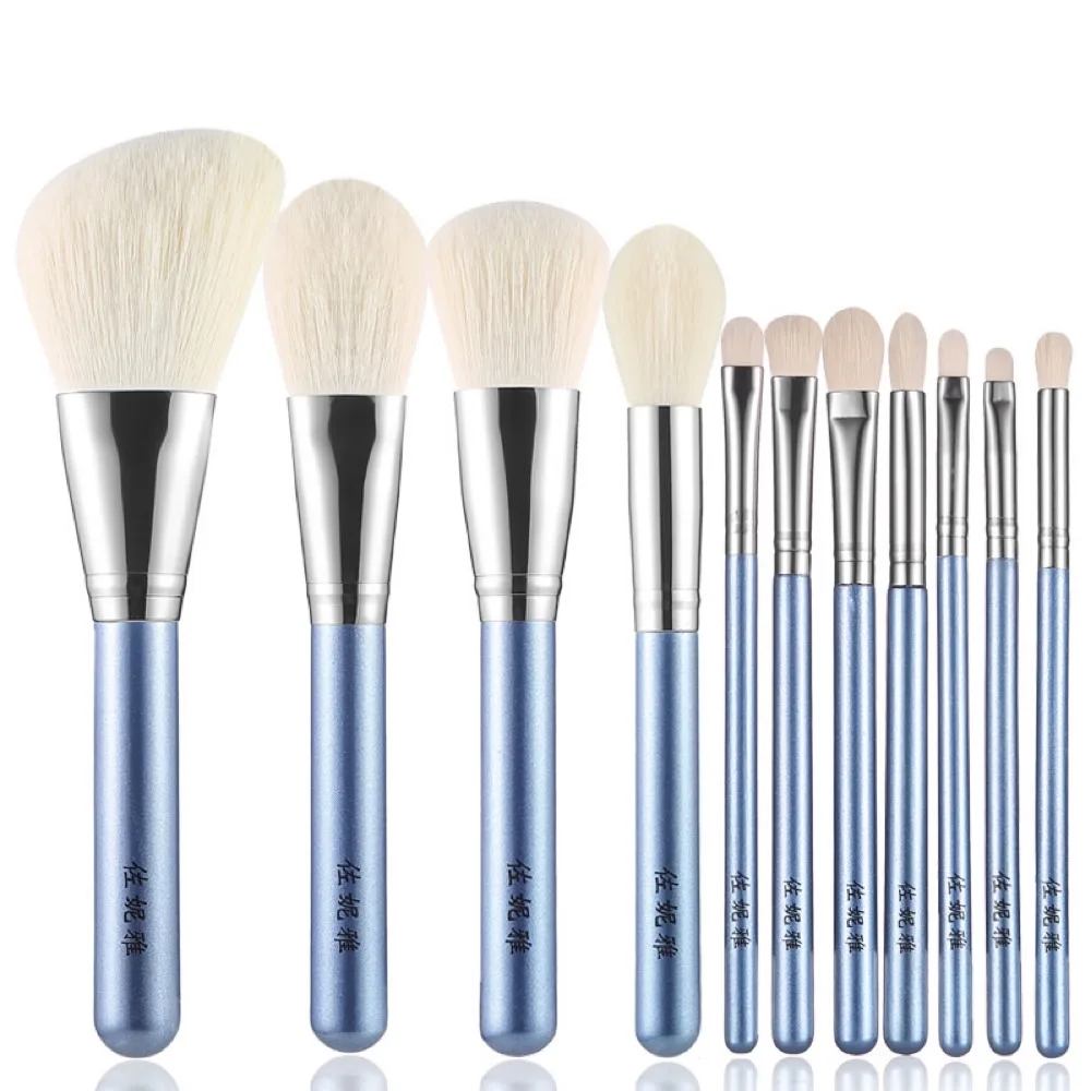 

11 makeup brushes set blue foundation brush blush brush loose powder brush smudge brush eye shadow brush contour brush beauty to