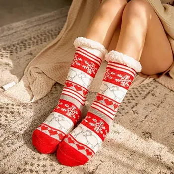 

2019 New Women's Winter Socks Thick Plush Cotton Socks Warm Non-slip Home Floor Socks Christmas Gifts Cartoon Carpet Socks