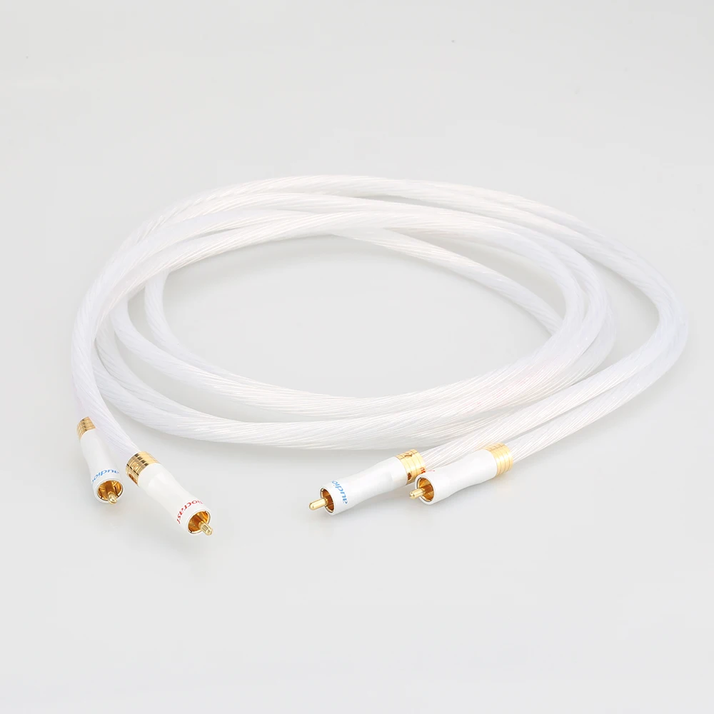 

High Quality 5N OCC Silver Plated RCA TO RCA Interconnect Audio Cable With Gold Plated RCA Plug