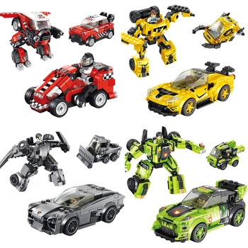 

Racing Car Building Blocks Compatible City Technic Vehicle 3in1 Deformation Auto Robot Speed Champions Bricks Model Kids Toys