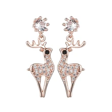 Кубический цирконий Милу олень имитация жемчуга Шарм розовый кристалл глаза медное покрытие лося Sika олени гвоздики серьги