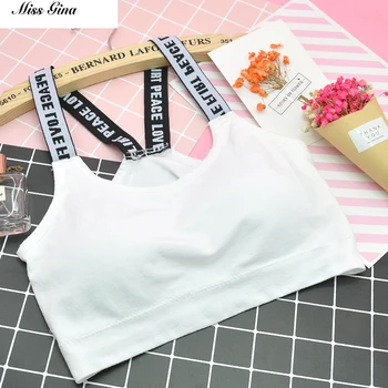 

Women Underwear Bra Bralette Padded Bra Comfortable Cotton Bra Letter Bra Female Lingerie Fitn U Neck Backless Brassiere 1pcs