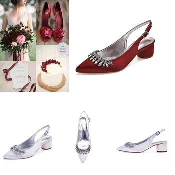 

Ivory Color Bridal Wedding Shoes Ankle Strap Slip On Pumps