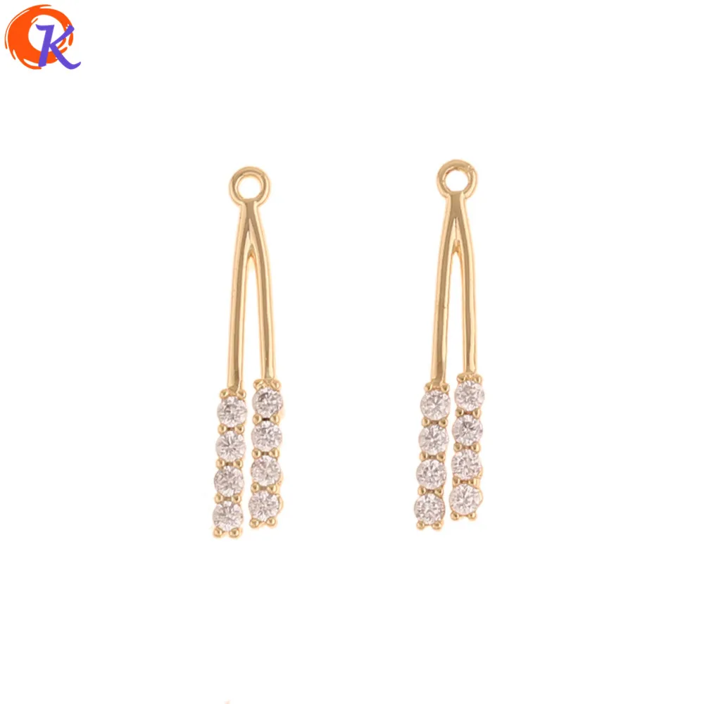 

Cordial Design 20Pcs 3*19MM Jewelry Accessories/CZ Charms/Hand Made/DIY Making/Genuine Gold Plating/Pendant/Earring Findings