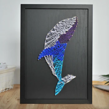 

DIY Nail String Art Kit Whale Winding Lines Drawing Painting Art Kit With Frame For Kids Adults Beginners Home Decor Gifts