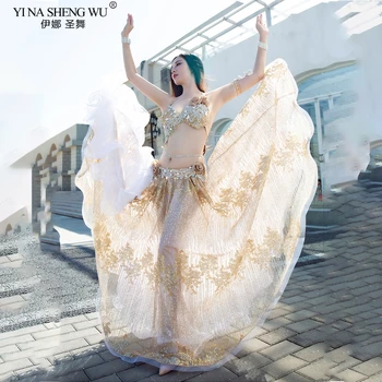 

New Luxury Custom Made Belly Dance Stage Show Costume Big Swing Long Skirt Oriental Dance Competition Suit Bra+Skirt Suits Dress