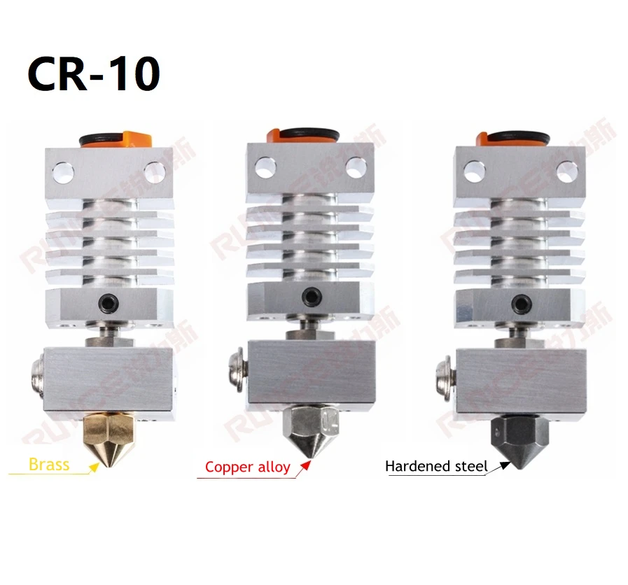 

Top quality Metal Extruder Hotend hardened steel/copper/brass Nozzle Heating Block for Ender3/3Pro CR10/20 3d printer parts