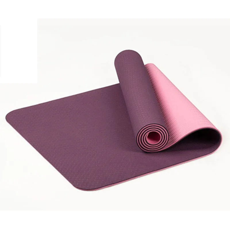 

6Mm Tpe Two-Color Non-Slip Yoga Mat Sports Mat 183x61Cm Gym Home Fitness Tasteless Mat Purple