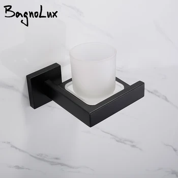 

Brushed Nickel and Black Stainless Steel Bathroom Kitchen Shower Room Toilet Accessories Single Embedded Cup Holders
