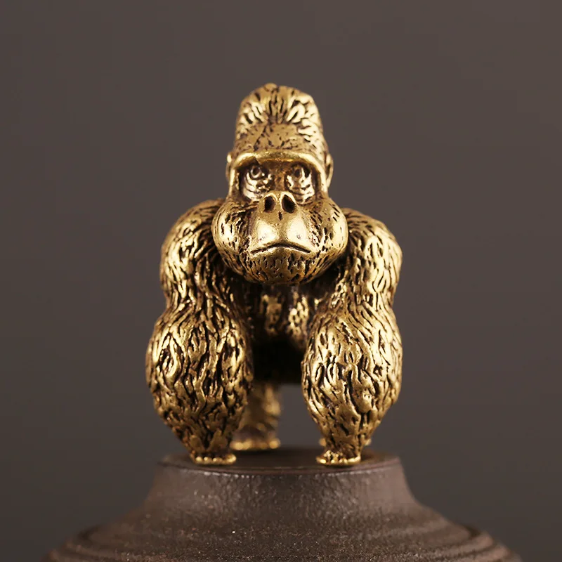Monkey Statue  Ornament Key Brass Lucky Figurine Chain Pendant Decoration Gift 