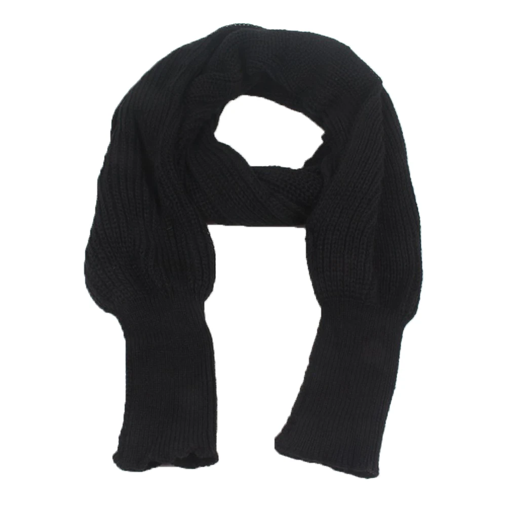 10 цветов, Женский вязаный свитер, топы, шарф с рукавом, зимняя теплая шаль, шарфы, свитера - Цвет: Черный