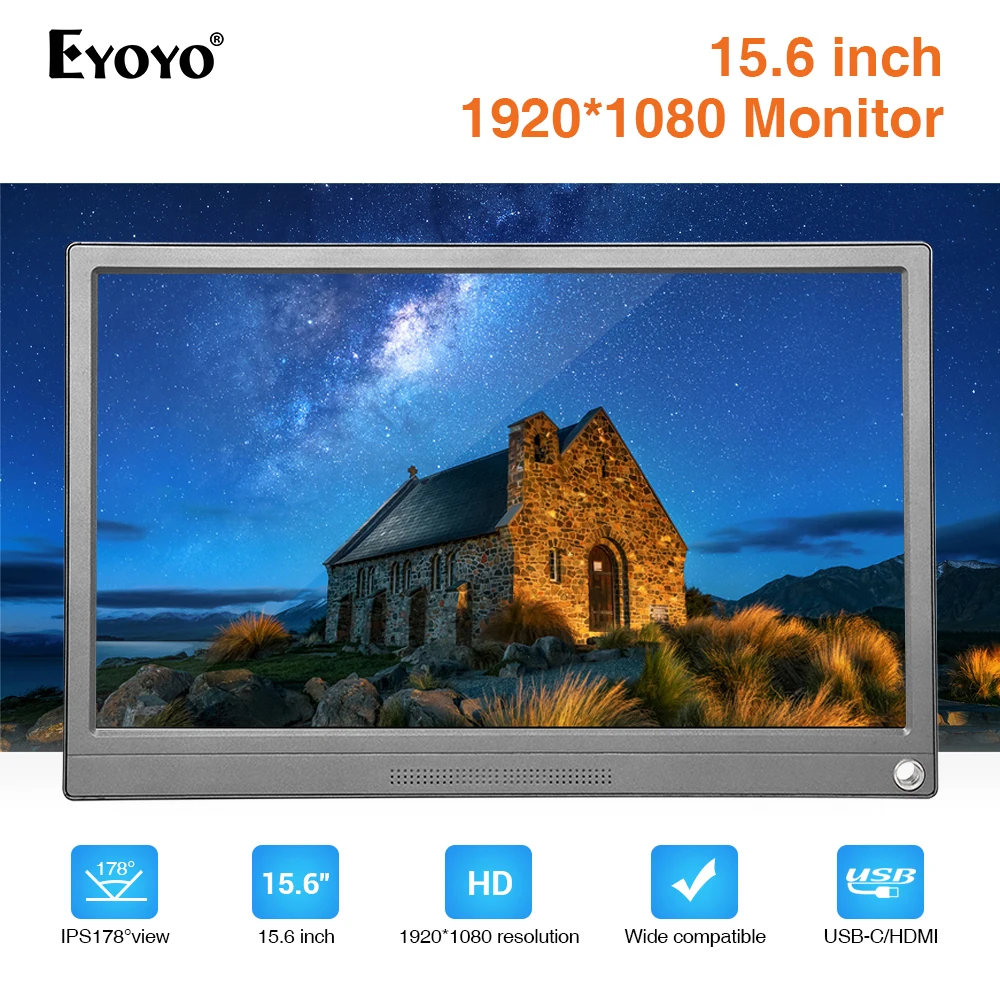 Портативный монитор Eyoyo 15 6 дюйма HDMI сенсорный ЖК экран USB Тип C X IPS для raspberry pi ПК PS4