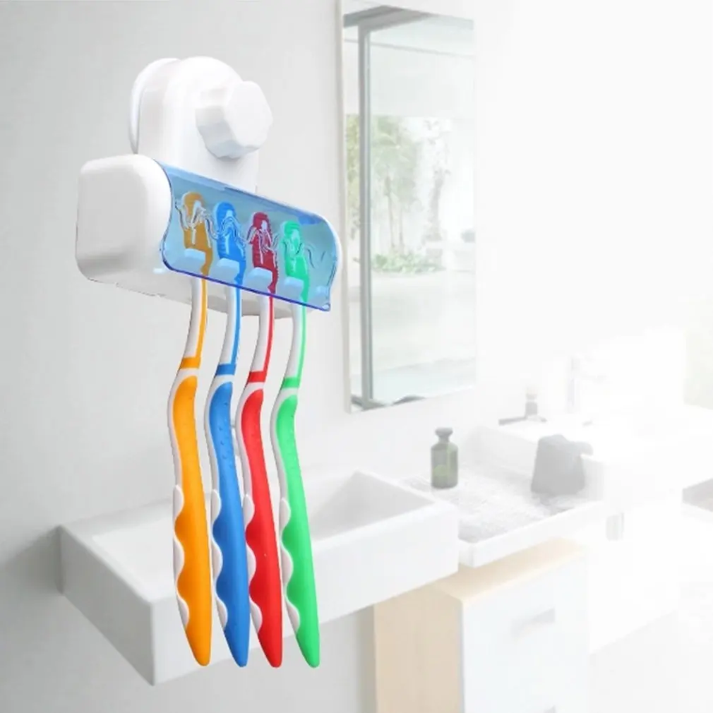 Дропшиппинг пылезащитный держатель для зубных щеток для ванной, кухни, семейный держатель для зубных щеток на присоске, настенная подставка, крючок, 5 стоек