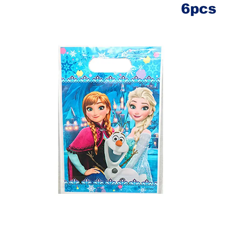 Disney Theme Cartoon Plastic Candy Gift Bag Party Bag kids Favor Party Decoration Cookies Storage Bag Shopping Gift Bag 6Pcs Set