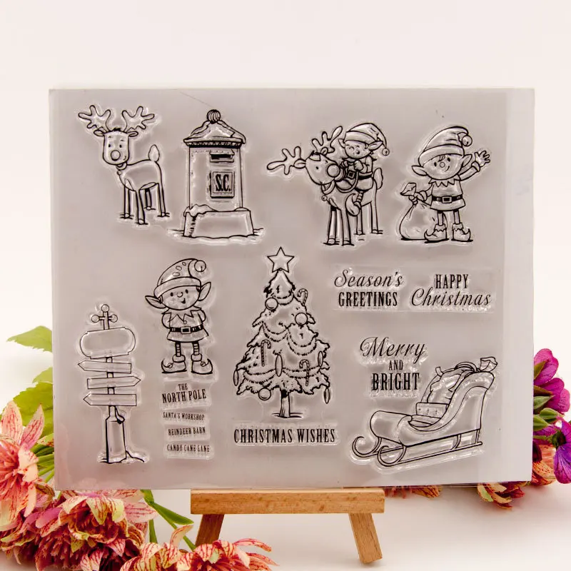 

Silicone Chapter Stamp Transparent Stamp DIY Transparent Snowflakes Snowman Christmas Tree Chapter Stamp wax seal rubber stamps