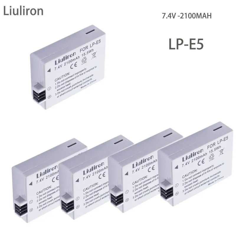 5battery 2100 мАч LP-E5 LPE5 LP E5 камера Литий-ионный аккумулятор для Canon EOS Rebel XS, Rebel T1i, Rebel XSi, 1000D, 500D, 450D, Kiss X3, X2, F - Цвет: 5battery