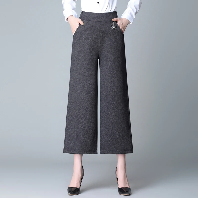 2020 Autumn and spring Wide-legged pants Stretch Flared trousers Big feet anckle slacks comfort | Женская одежда