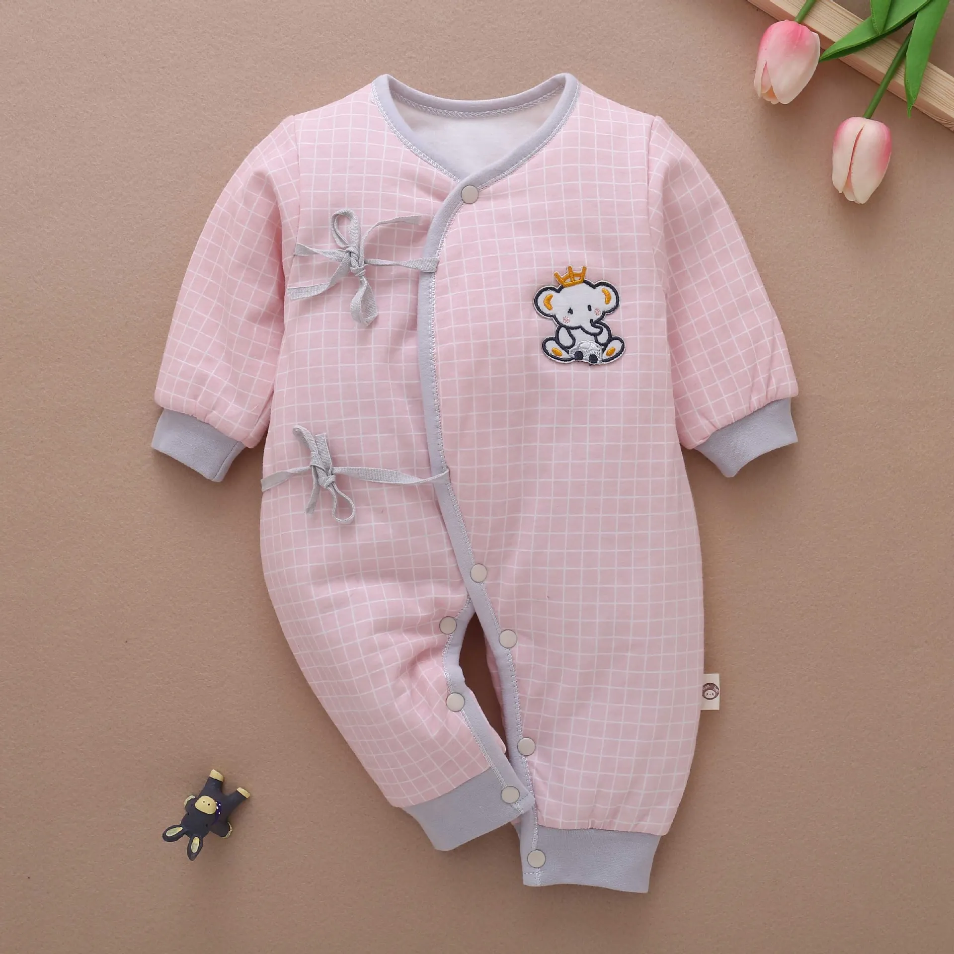 Комбинезон для новорожденных; одежда из хлопка с длинными рукавами; детские комбинезоны; мягкая одежда для младенцев; детские пижамы с повязкой; комбинезоны для малышей - Цвет: 14