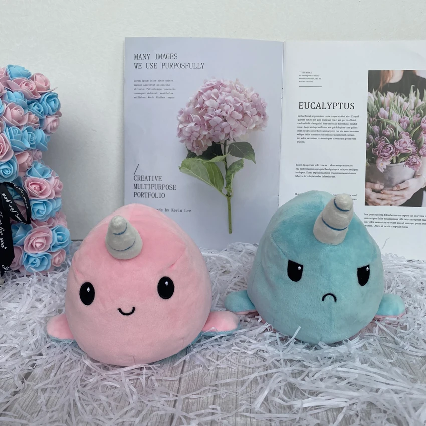 

Creative Flip Stuffed Plush Doll Different Sides To Show Different Moods Soft Simulation Reversible Plush Toy For Kids