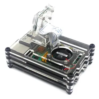 

9-layer Acrylic Shell Camera Fixed Bracket Compatible With Cooling Fan Installation For 4th Generation Raspberry PI 4B