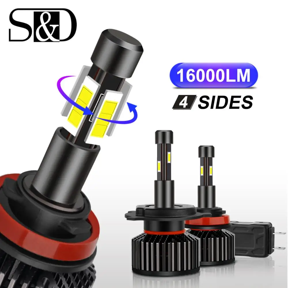 

2X Car Lights LED H7 360 degree 16000LM H11 LED Lamp for Car Headlight Bulbs H4 H8 H9 9005 9006 HB3 HB4 Turbo H7 LED Bulbs 12V