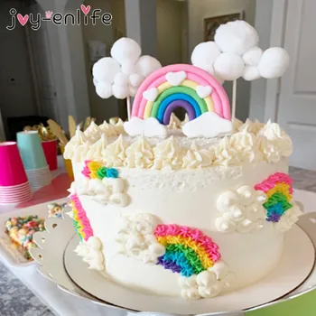 

Mini Rainbow Clouds Cake Topper Cupcake Cake Flags Dessert Baking Decorations for Wedding Unicorn kids Birthday Party Supplies