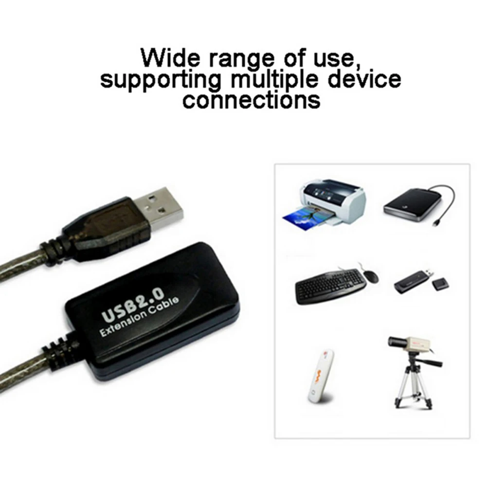 USB 2.0 Extension Cable - Male to Female Active Repeater for Wireless Network Card, 5/10/15/20m Description Image.