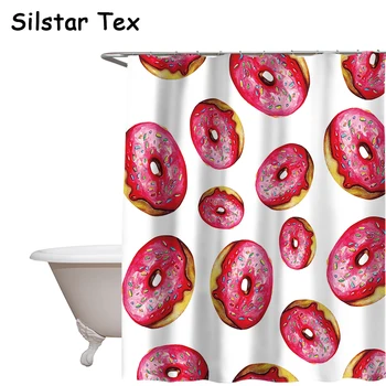 

Silstar Tex Colored Donuts Waterproof Shower Curtain Sweet Food Curtains For Bathroom With 12 Plastic Hooks
