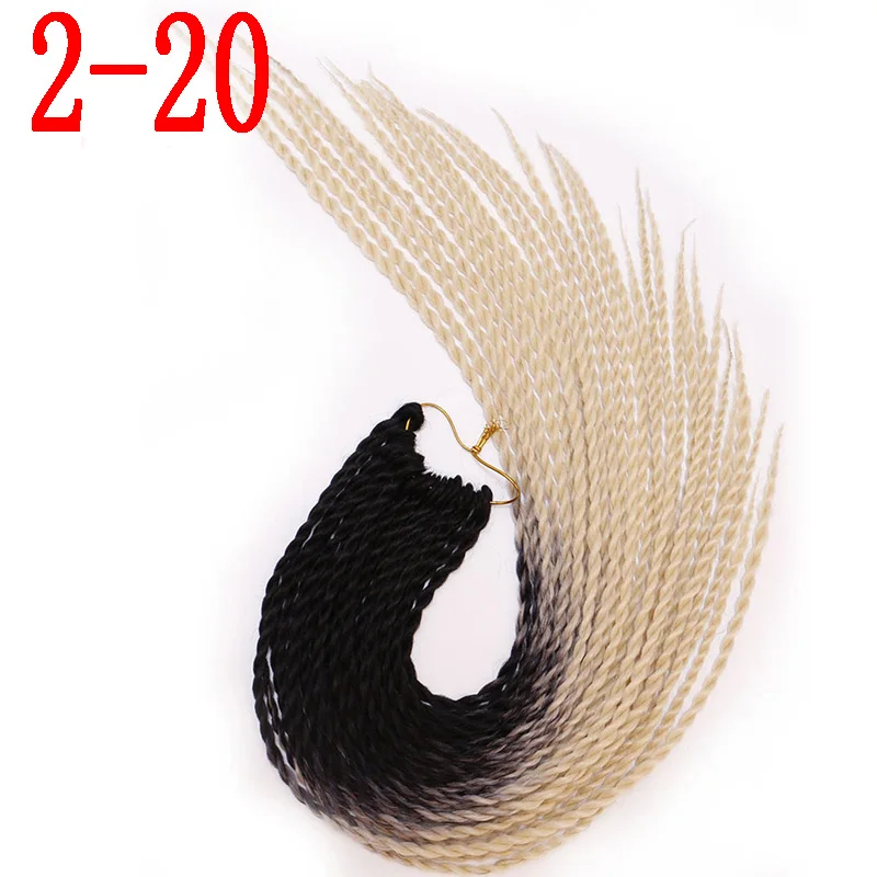 MERISIHAIR Ombre Сенегальские крученые волосы на крючках косички 24 дюйма 30 корней/упаковка синтетические косички волосы для женщин серый, синий, розовый, бро - Цвет: 2-20