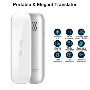 

Portable Smart Voice Translator Device Bluetooth Translator 40 Languages For Meeting Learning Travel Shopping Business