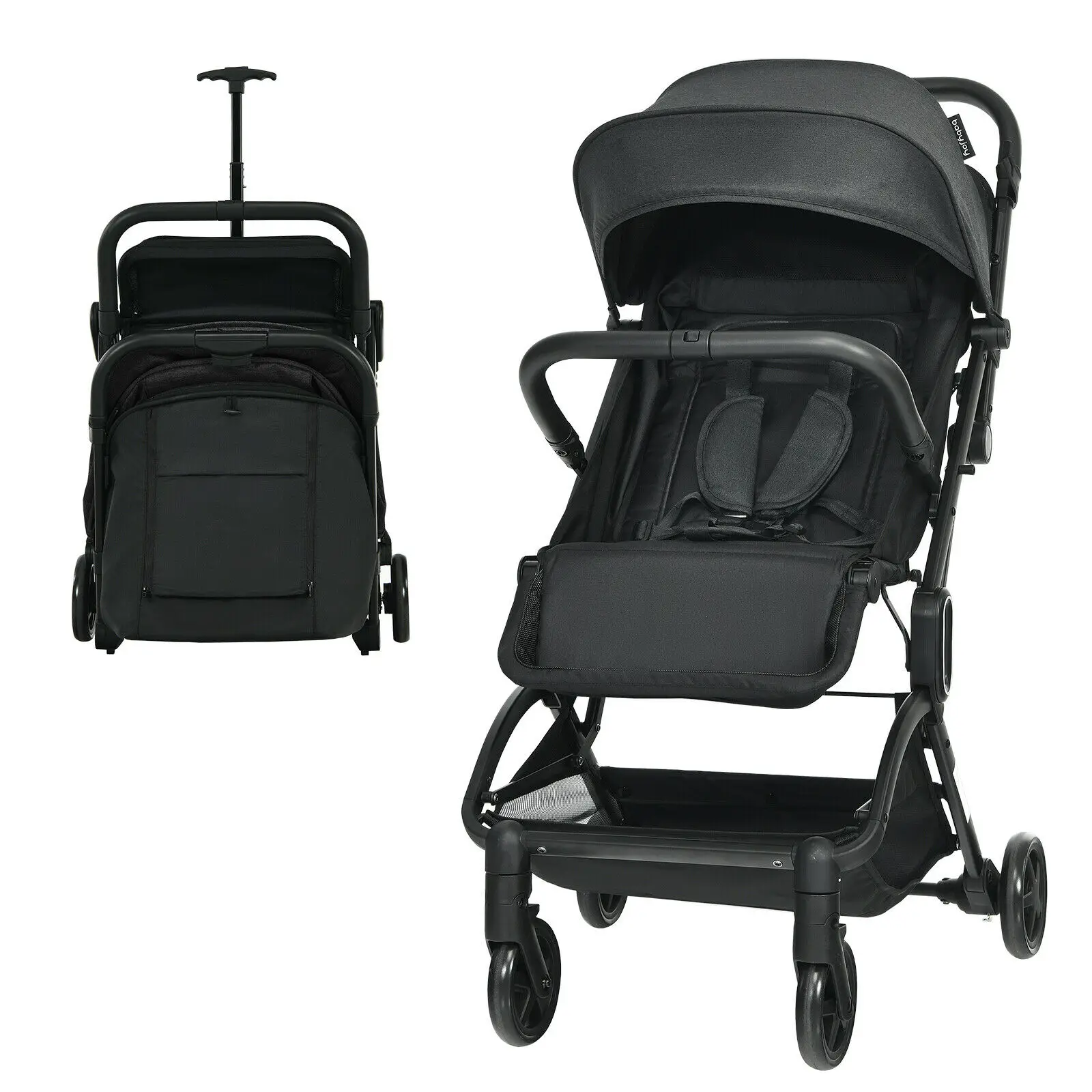 Babyjoy Lightweight Baby Stroller Foldable Travel Stroller for Airplane Black  BC10002BK