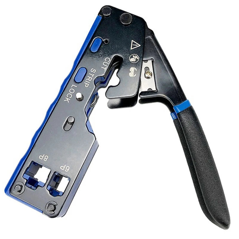 RJ45 Crimp Tool Pass Through Cutter for RJ45 Cat7 Cat6 Cat5 RJ11 RJ12Modular Connectors All-In-One Wire Tool network repair tool kit