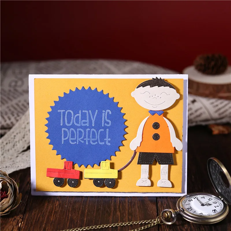 

GJCrafts Metal Cutting Dies New 2019 Baby With Toy Car Christmas Dies Scrapbooking Album Die Cut Embossing Stencil Decor