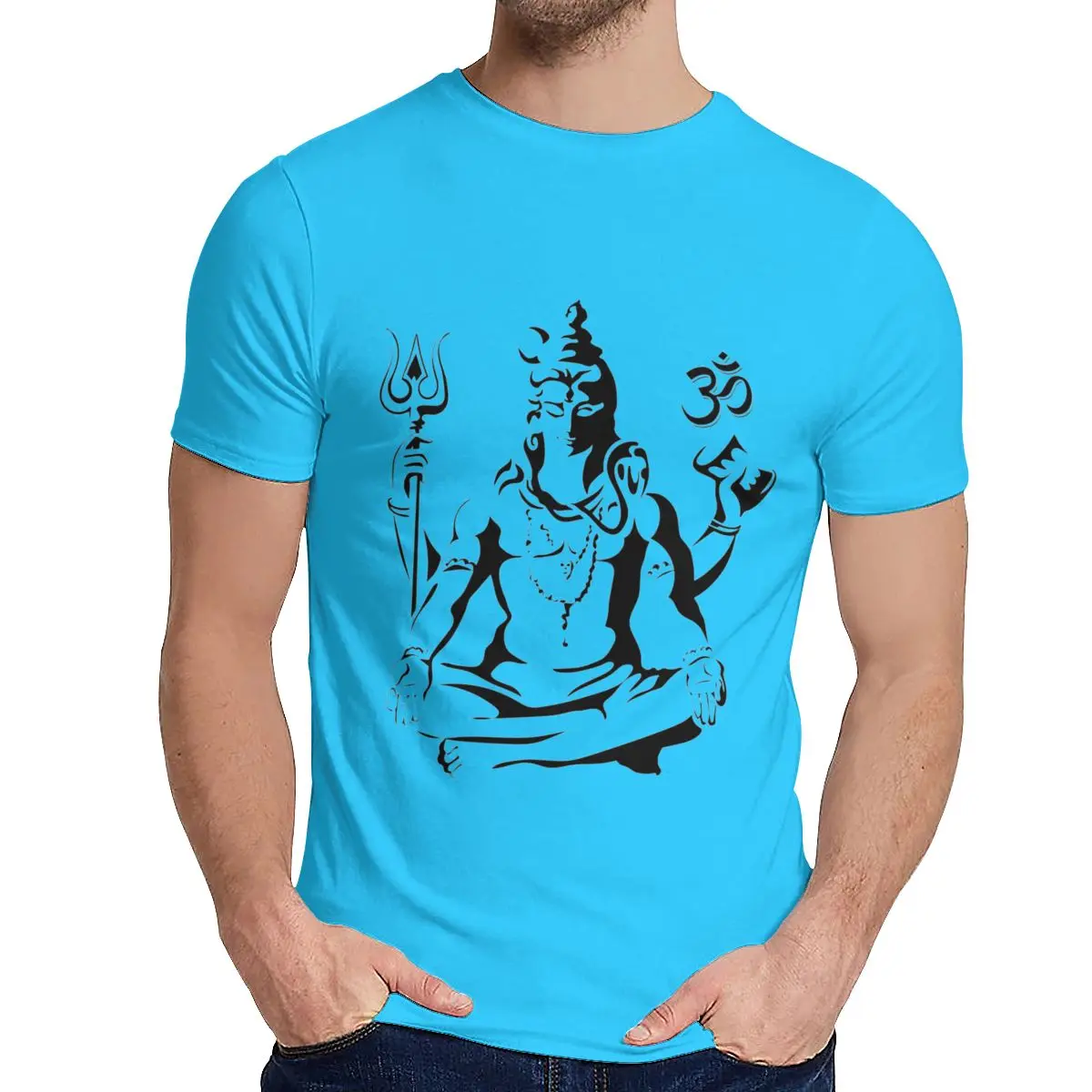 Королевский синий Harajuku Lord Shiva Sketch Tee мужской пользовательский чистый хлопок футболка классический круглый вырез - Цвет: Королевский синий