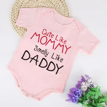 

Newborn Baby Boys Girls Bodysuit Summer Clothes Jumpsuit Letter Short Sleeve Cotton Clothes Infant Outfits 3-24M for Kids Gifts