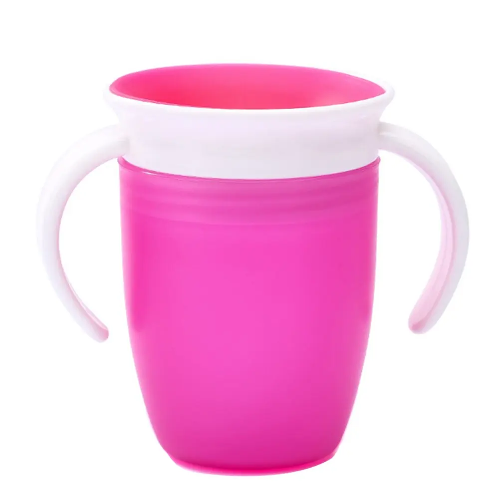 Портативная Волшебная чашка 360 градусов, анти-разбивающаяся чашка, детская питьевая чашка, обучающая Питьевая чашка, Детская герметичная чашка - Цвет: Pink