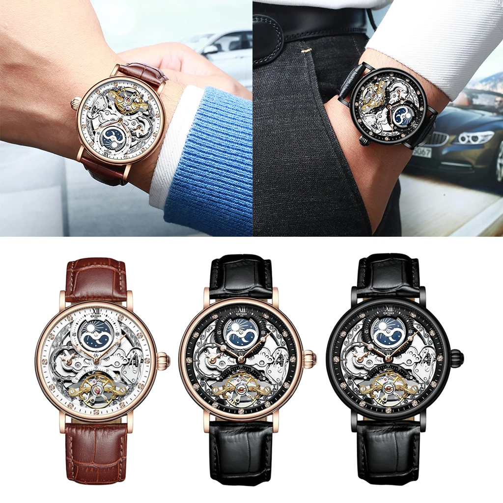 

Male Mechanical Automatic Watch Chronograph Wristwatch Stainless Steel Case Buckle Band Life Waterproof Men's Watch