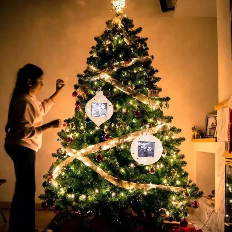 Креативная Рождественская DIY деревянная фоторамка в форме капли/круглые