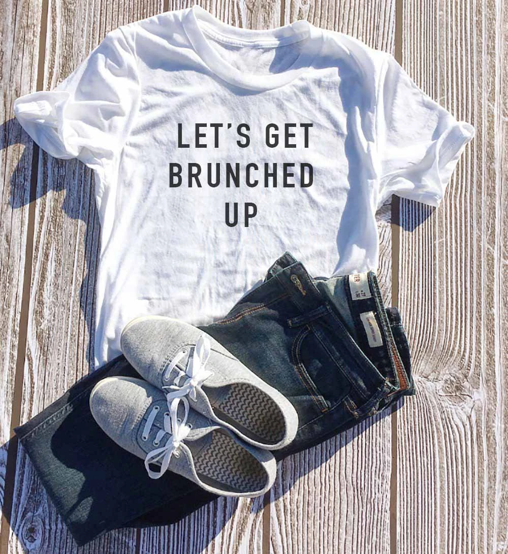 Давайте Brunched вверх Бранч воскресенье Funday завтрак Кофе drinking shirt лозунг простая