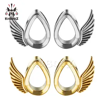 

New Water Drop Wings Ear Expanders Strechers Copper Earrings Plugs Piercing Gagues Fashion Body Gift For Unisex Multi Color