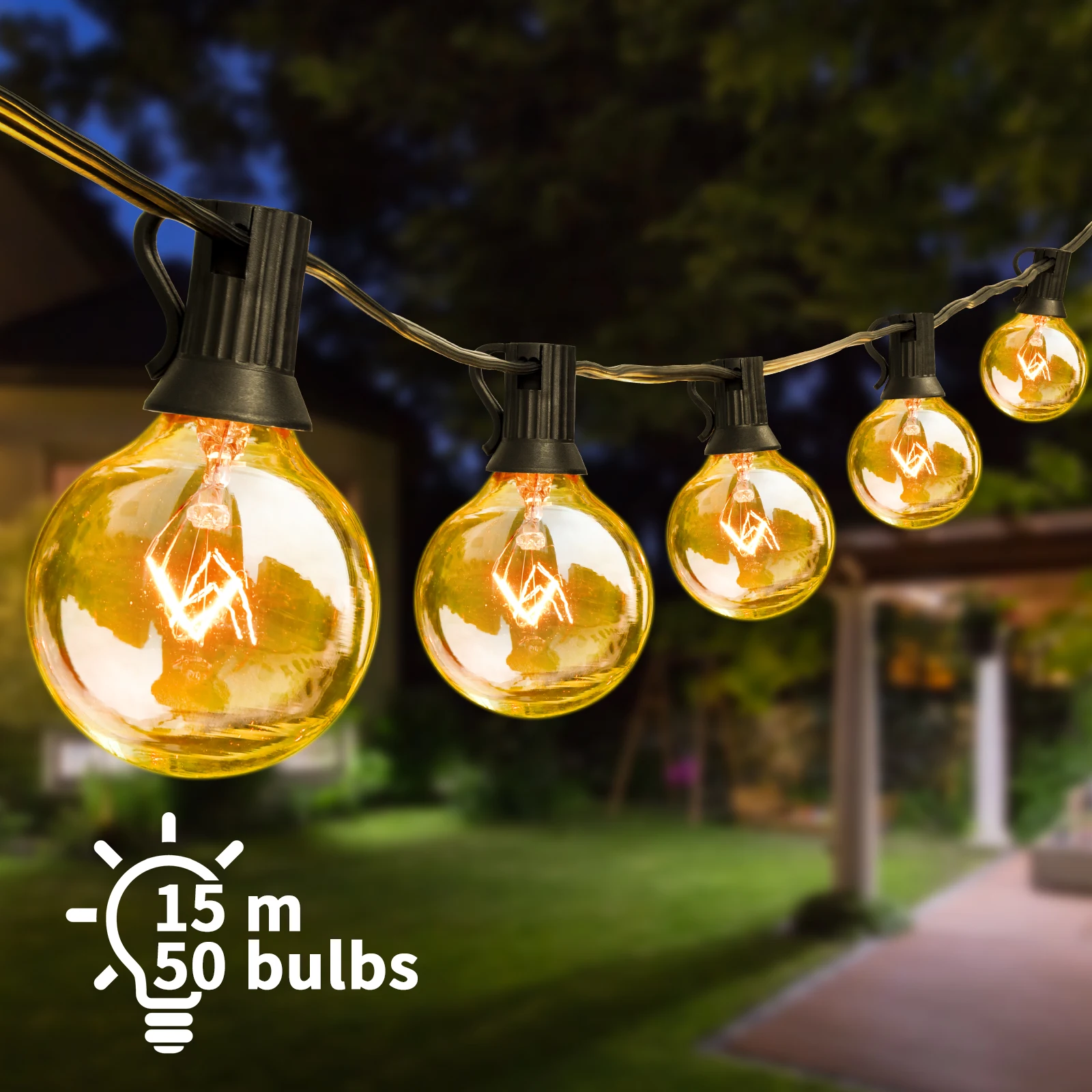 

G40 Outdoor String Lights Globe Patio Lights LED String Light Connectable Hanging Lights for Backyard Porch Balcony Party Decor