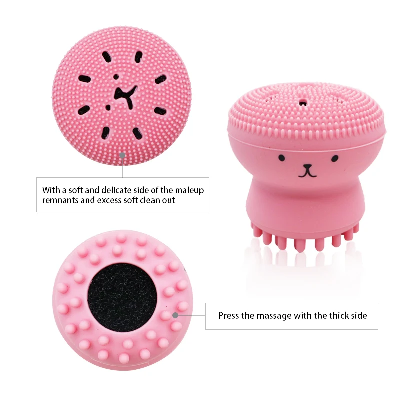 Hot Silicone Face Cleansing Brush Facial Cleanser Pore Cleaner Exfoliator Face Scrub Washing Brush Skin Care Small Octopus Shape