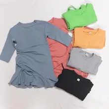 Платье с бантом в Корейском стиле для девочек модные хлопковые осенние платья для девочек 1-6 лет, PQ17