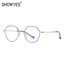 SHOWYES, новинка, антибликовые очки для женщин, Овальные, металлические, против излучения, компьютерный экран, прозрачные, большие размеры, винтажные очки 032